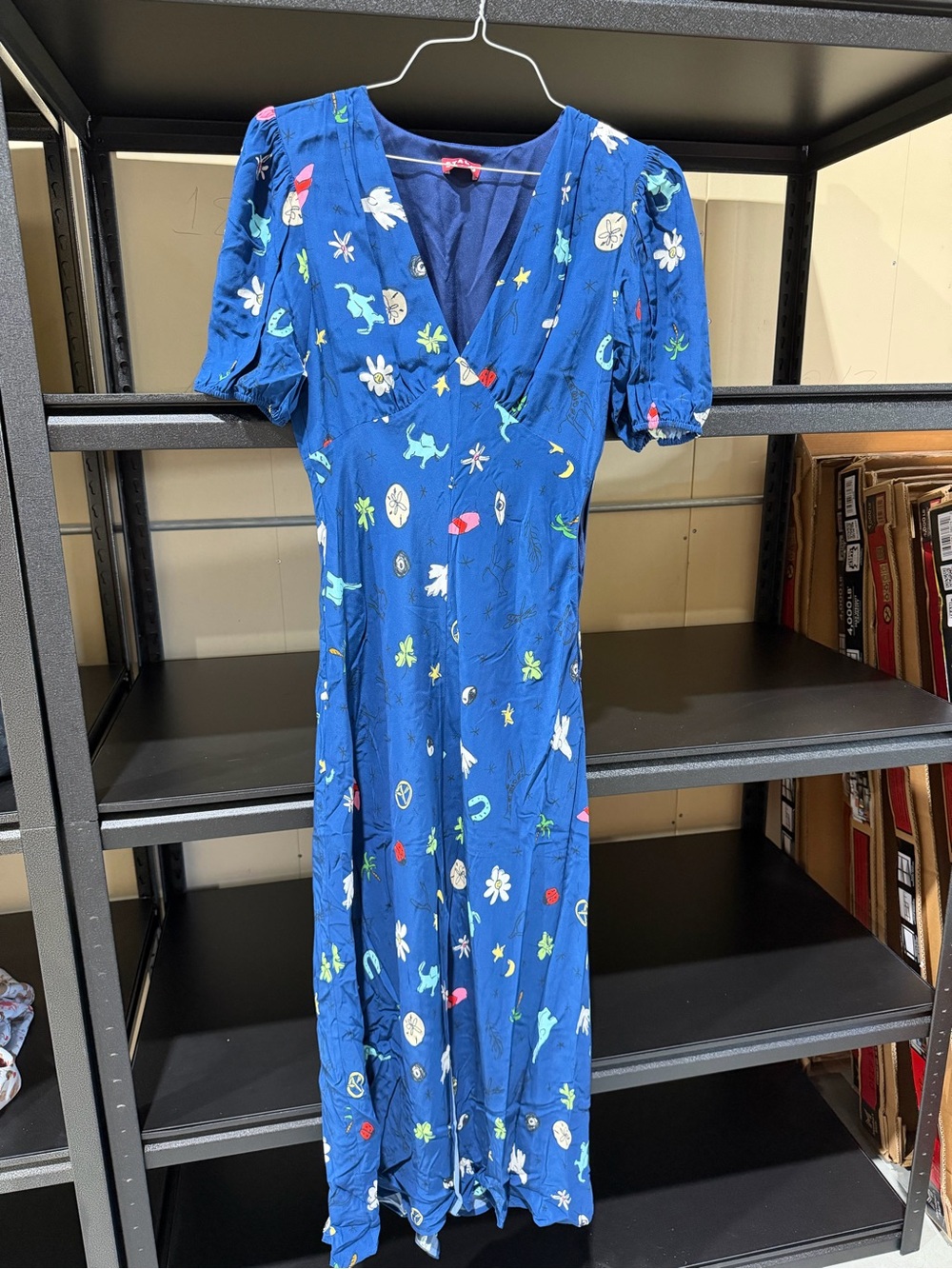 STAUD Blue Floral Motif Maxi Dress